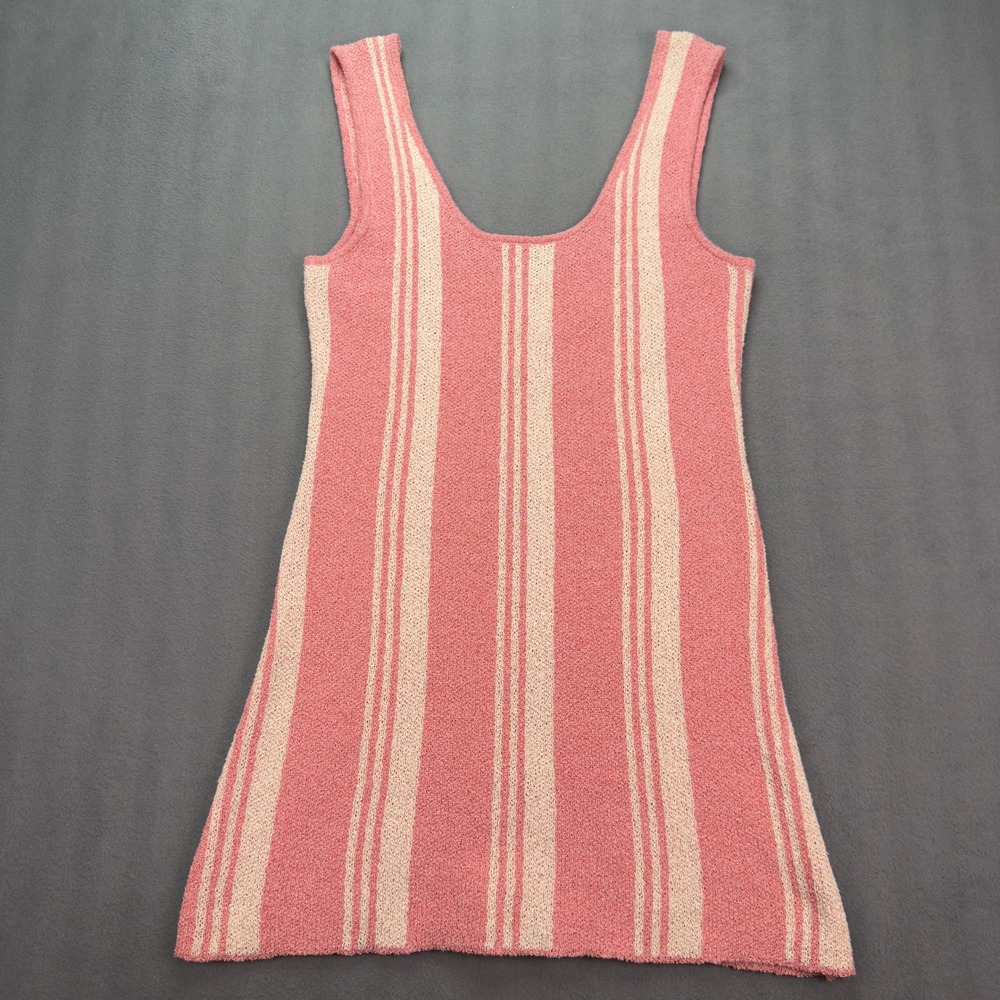BY TOGETHER Striped Knit Mini Dress Size L Pink Sleeveless Scoop Neck